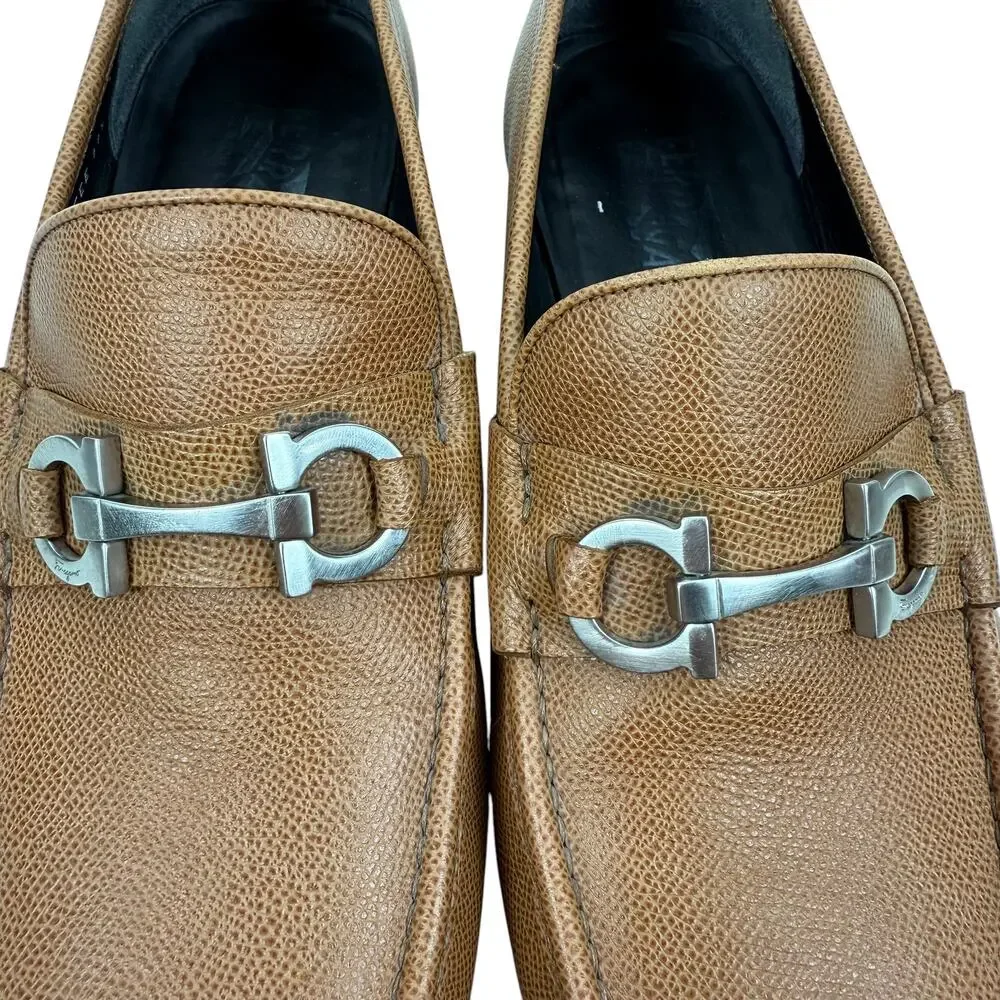 Salvatore Ferragamo Grandioso 2 Gancini Bit Leather Loafers Brown Size 12.5 EEE